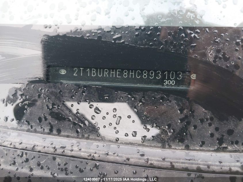 2017 Toyota Corolla Le VIN: 2T1BURHE8HC893103 Lot: 12459987