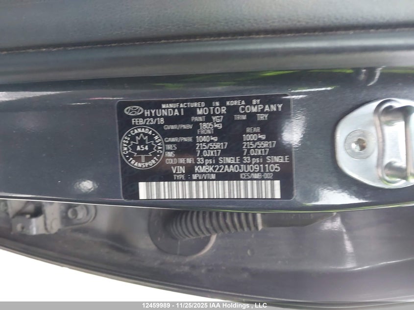 KM8K22AA0JU091105 2018 HYUNDAI KONA photo no. 9