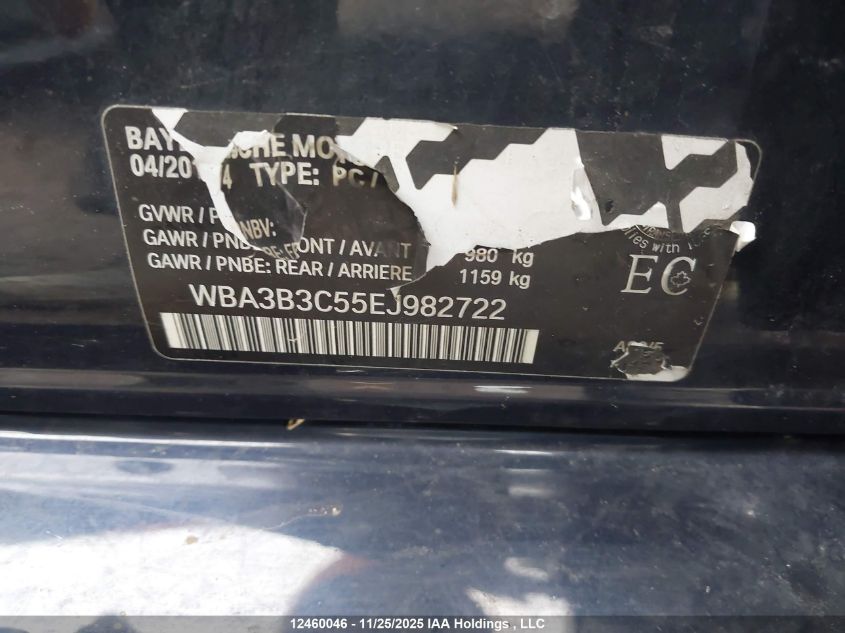 2014 BMW 328I xDrive VIN: WBA3B3C55EJ982722 Lot: 12460046