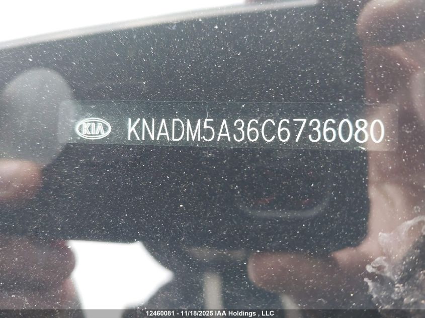 2012 Kia Rio Lx VIN: KNADM5A36C6736080 Lot: 12460081