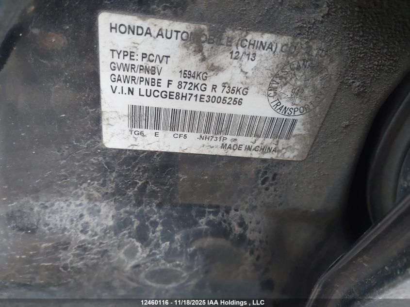 2014 Honda Fit Sport VIN: LUCGE8H71E3005256 Lot: 12460116