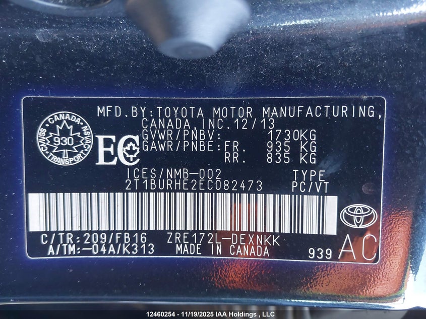 2T1BURHE2EC082473 2014 TOYOTA COROLLA photo no. 18