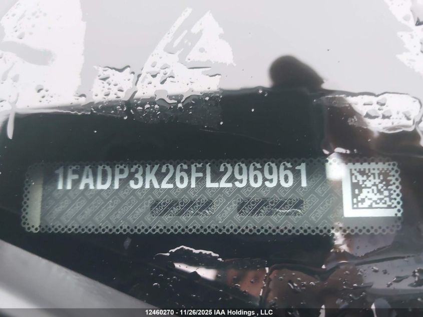 2015 Ford Focus Se VIN: 1FADP3K26FL296961 Lot: 12460270