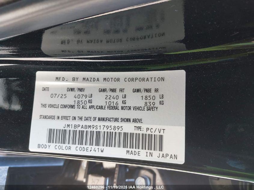 2025 Mazda Mazda3 Gx VIN: JM1BPABM9S1795895 Lot: 12460296