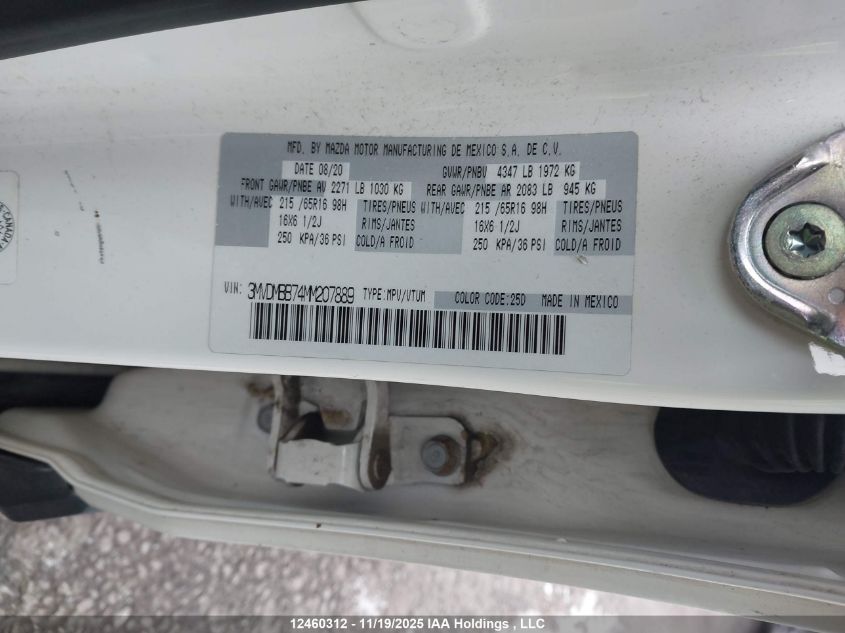 2021 Mazda Cx-30 Gx VIN: 3MVDMBB74MM207889 Lot: 12460312