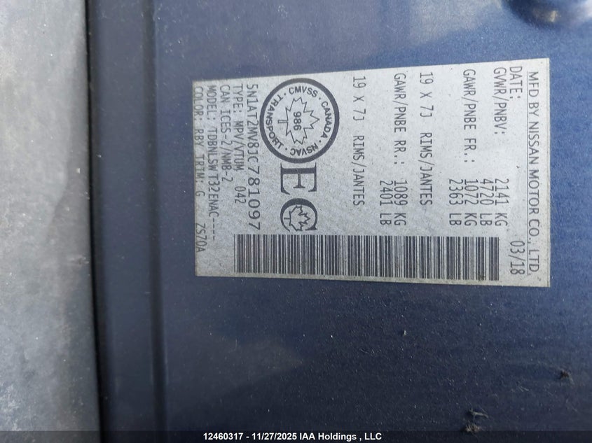 5N1AT2MV8JC781097 2018 NISSAN ROGUE photo no. 9