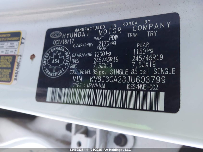 KM8J3CA23JU603799 2018 HYUNDAI TUCSON photo no. 18