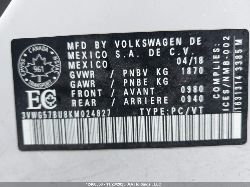 3VWG57BU8KM024827 2019 VOLKSWAGEN JETTA photo no. 9