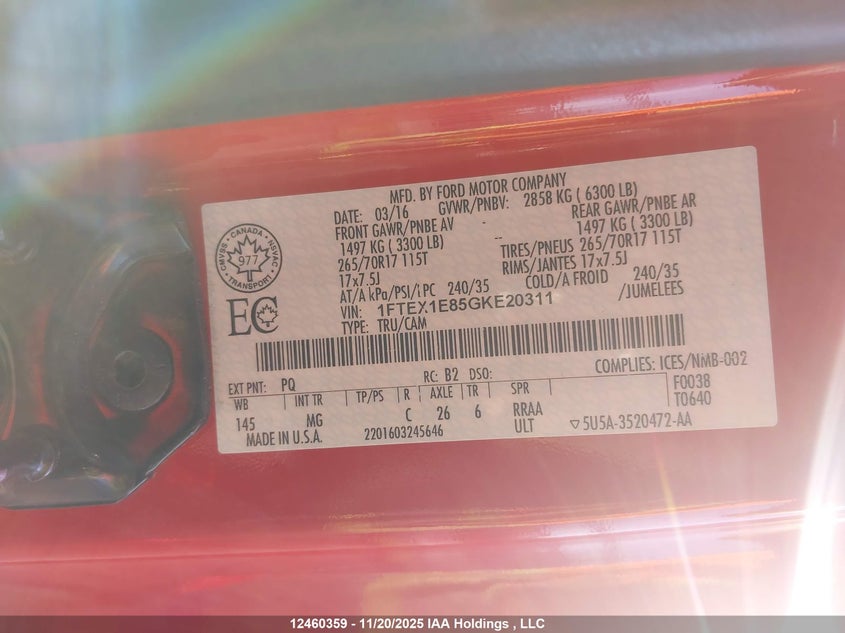 1FTEX1E85GKE20311 2016 FORD F-150 photo no. 9