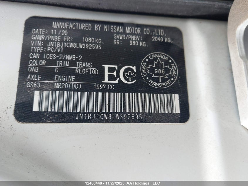JN1BJ1CW8LW392595 2020 NISSAN ROGUE photo no. 9