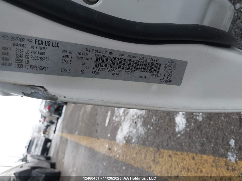 2016 Dodge Journey VIN: 3C4PDCCG1GT248736 Lot: 12460457