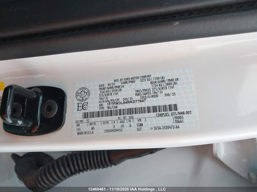 1FTFW3L84RKD77847 2024 FORD F-150 photo no. 9