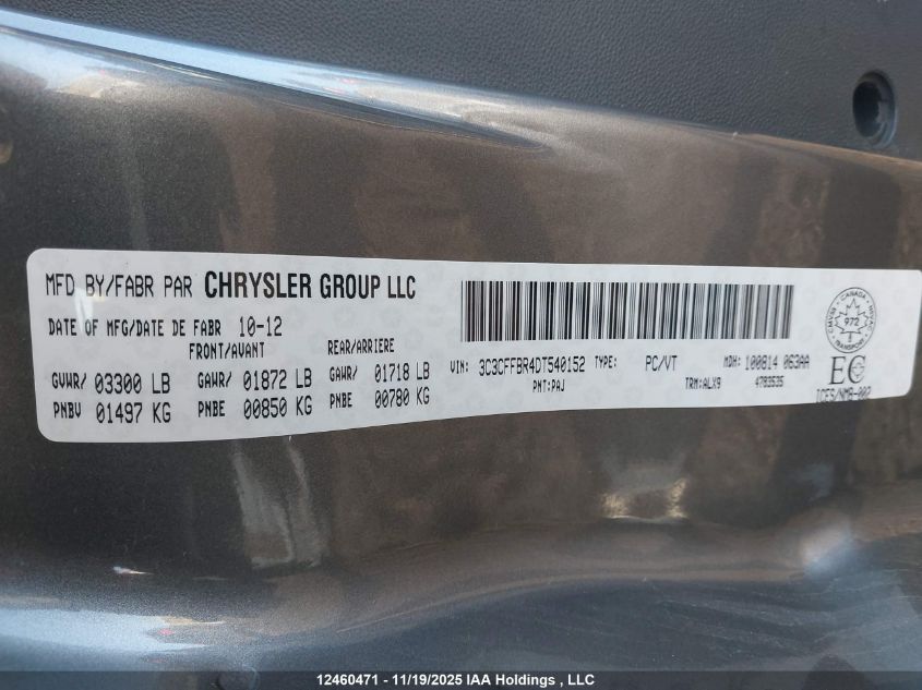 2013 Fiat 500 Sport VIN: 3C3CFFBR4DT540152 Lot: 12460471