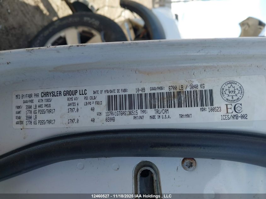 2010 Dodge Ram 1500 Slt/Sport/Trx VIN: 1D7RV1GT6AS136515 Lot: 12460527