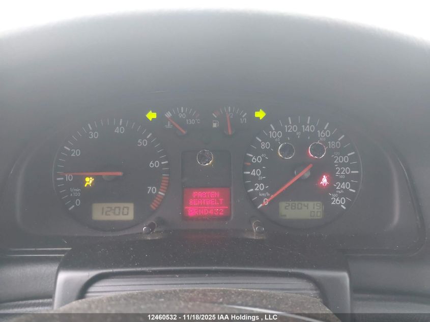 2000 Volkswagen Passat Glx VIN: WVWDD23B6YE388803 Lot: 12460532