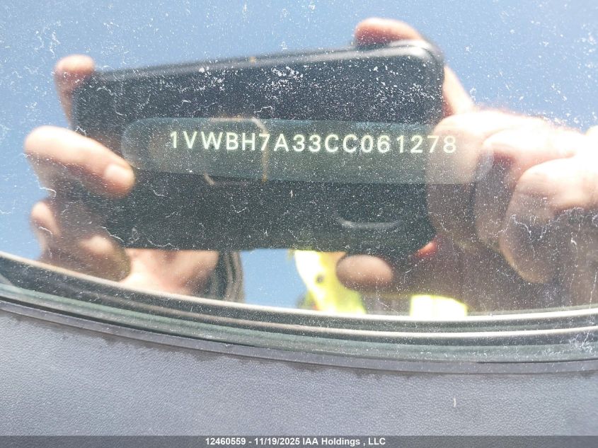 2012 Volkswagen Passat Se VIN: 1VWBH7A33CC061278 Lot: 12460559