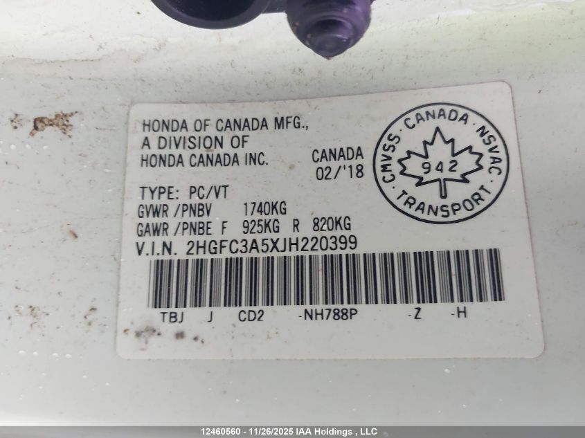 2018 Honda Civic Si Si VIN: 2HGFC3A5XJH220399 Lot: 12460560