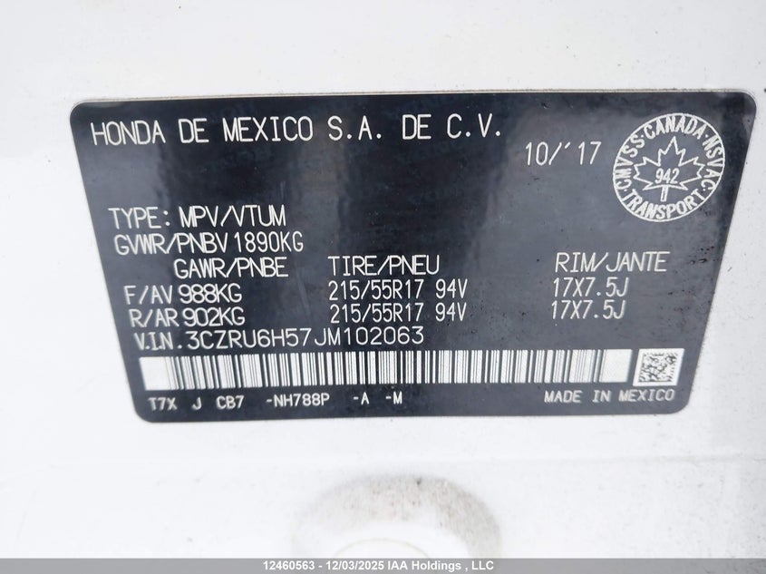 3CZRU6H57JM102063 2018 HONDA HR-V photo no. 9