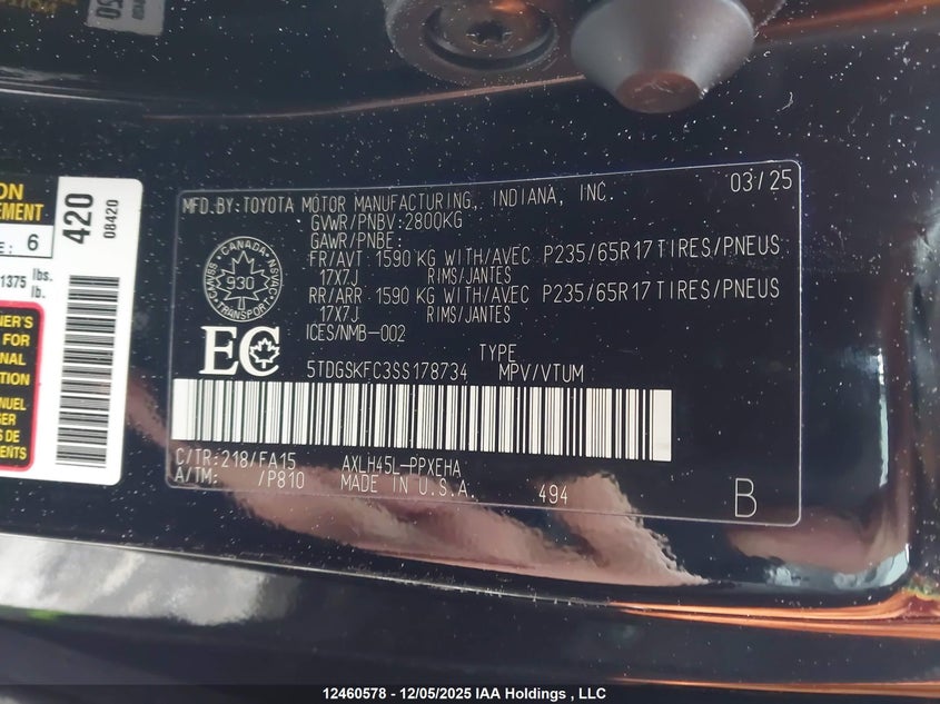 5TDGSKFC3SS178734 2025 TOYOTA SIENNA photo no. 9