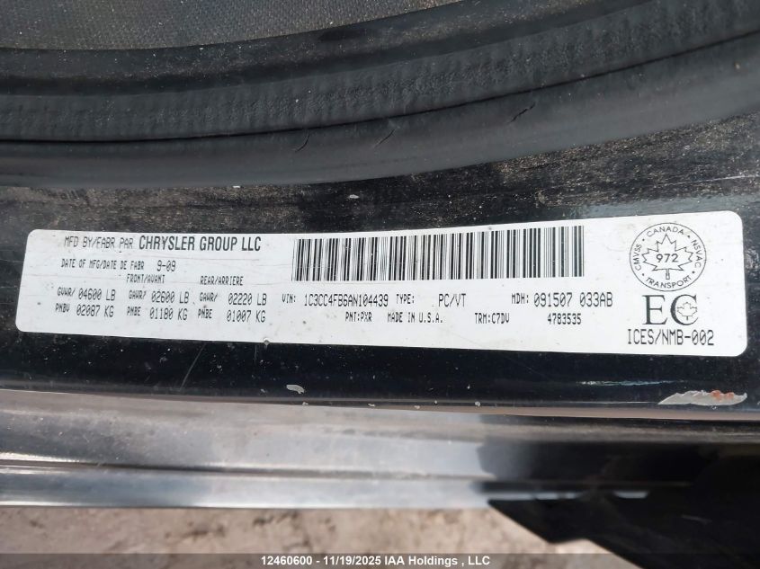 2010 Chrysler Sebring Touring VIN: 1C3CC4FB6AN104439 Lot: 12460600