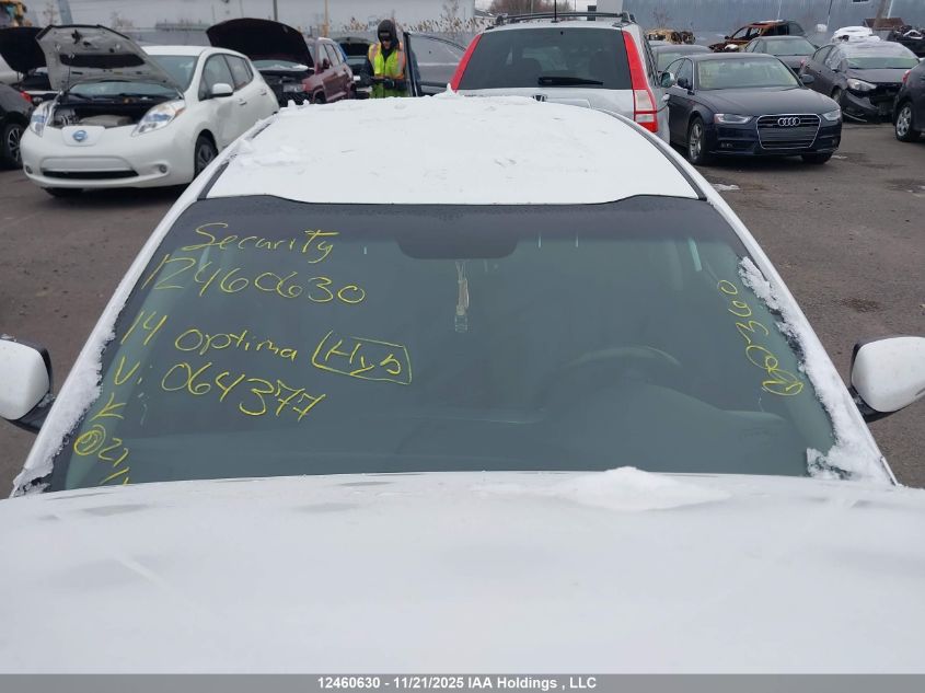 2014 Kia Optima Hybrid Lx VIN: KNAGM4AD9E5064377 Lot: 12460630