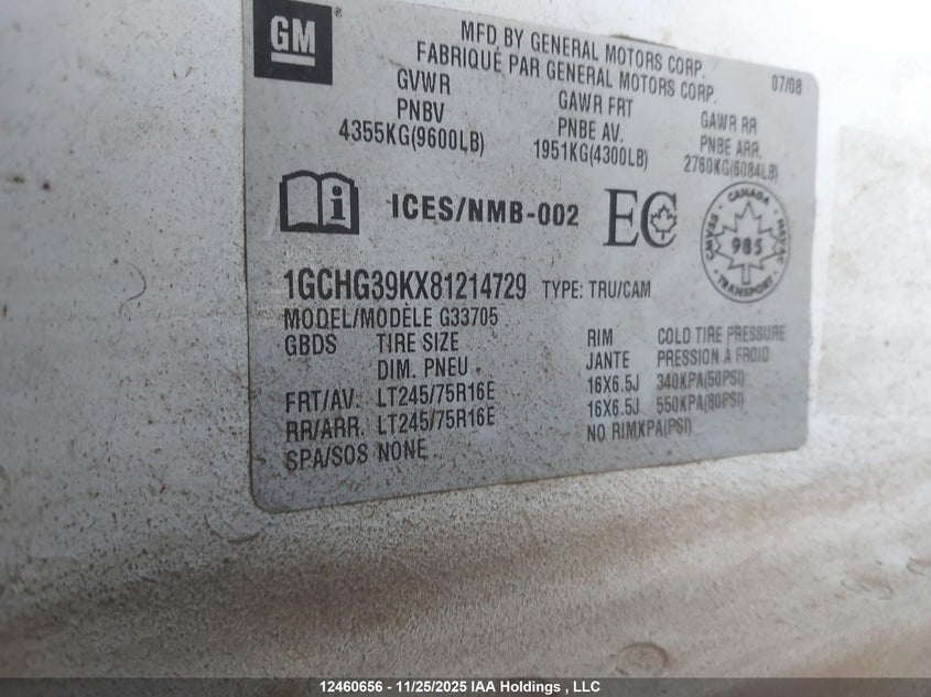 1GCHG39KX81214729 2008 CHEVROLET EXPRESS photo no. 9