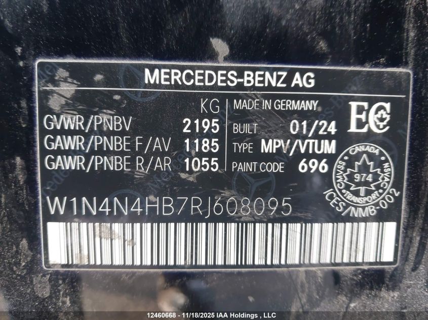 2024 Mercedes-Benz Gla 250 4Matic VIN: W1N4N4HB7RJ608095 Lot: 12460668