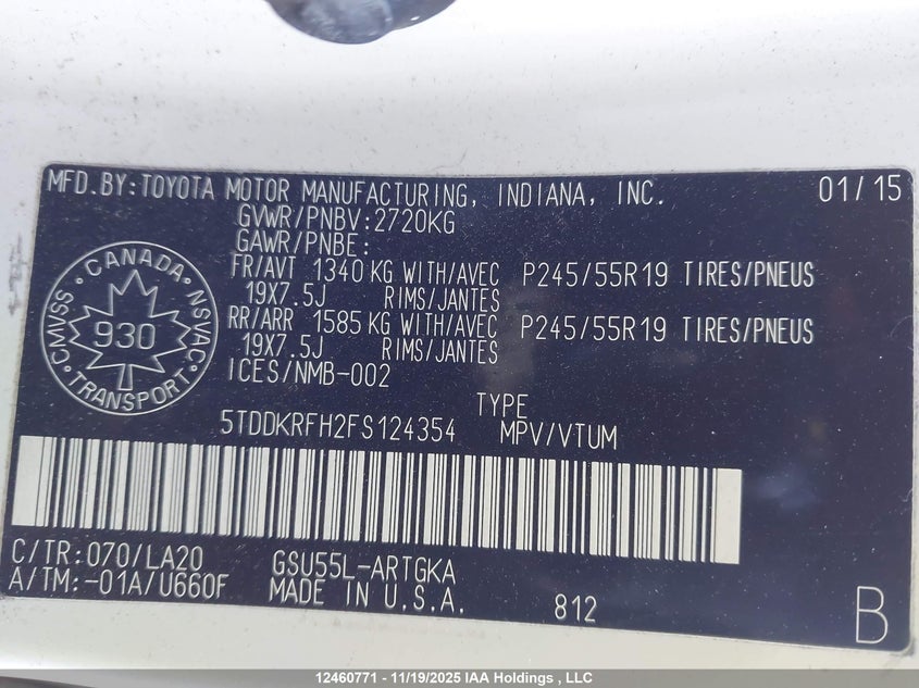 5TDDKRFH2FS124354 2015 TOYOTA HIGHLANDER photo no. 18