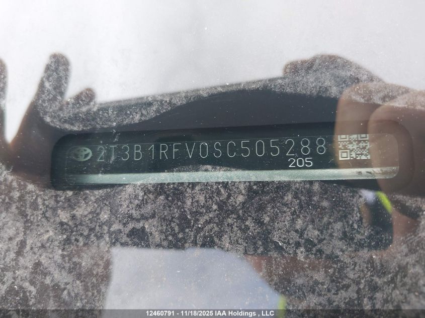 2025 Toyota Rav4 Le VIN: 2T3B1RFV0SC505288 Lot: 12460791