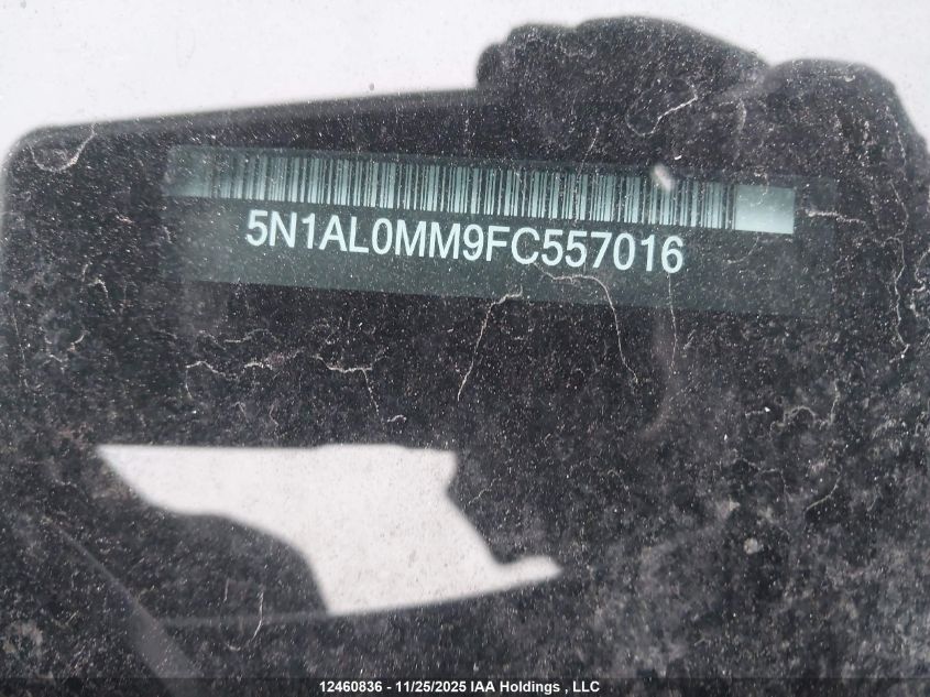 2015 Infiniti Qx60 VIN: 5N1AL0MM9FC557016 Lot: 12460836