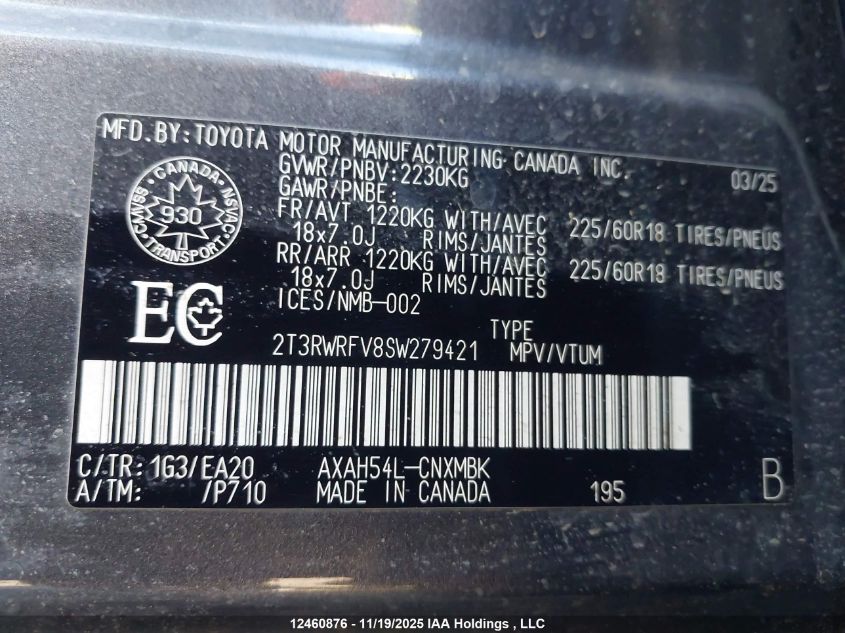 2025 Toyota Rav4 Xle/Woodland Edition VIN: 2T3RWRFV8SW279421 Lot: 12460876