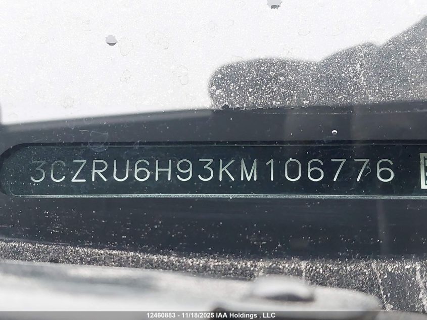 2019 Honda Hr-V Touring VIN: 3CZRU6H93KM106776 Lot: 12460883