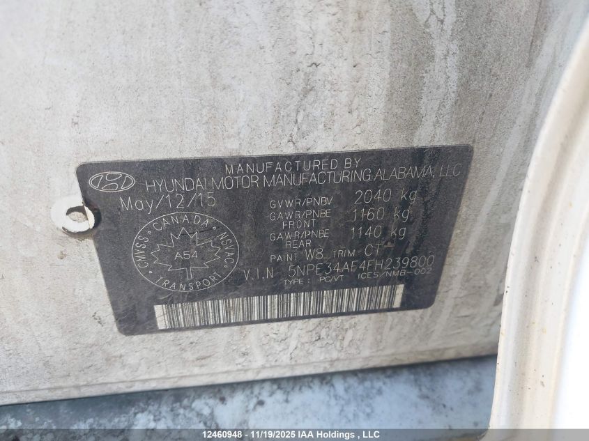 2015 Hyundai Sonata Sport/Limited VIN: 5NPE34AF4FH239800 Lot: 12460948