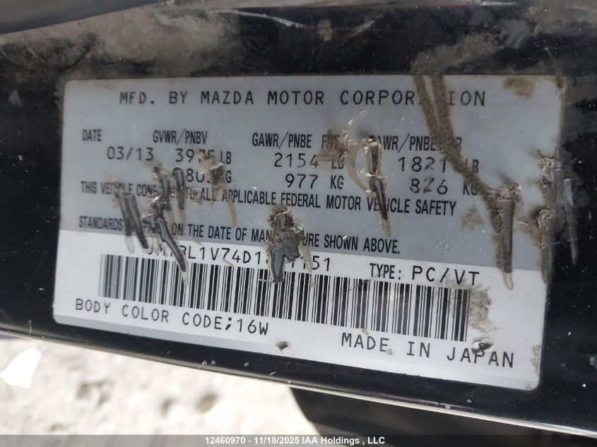 2013 Mazda Mazda3 Gs-Sky VIN: JM1BL1V74D1811151 Lot: 12460970