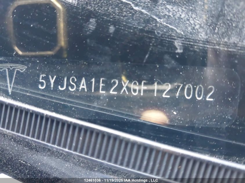 2016 Tesla Model S VIN: 5YJSA1E2XGF127002 Lot: 12461036