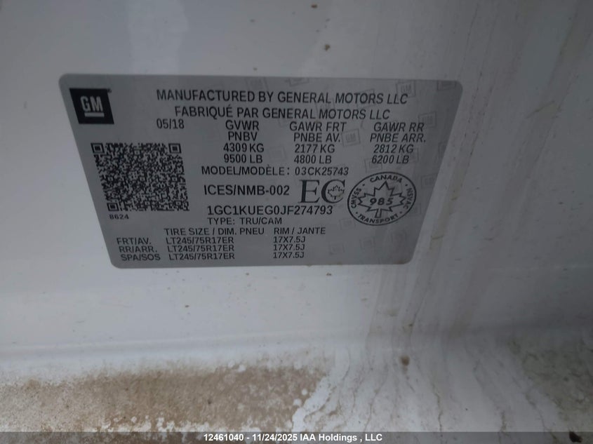 1GC1KUEG0JF274793 2018 CHEVROLET SILVERADO photo no. 19