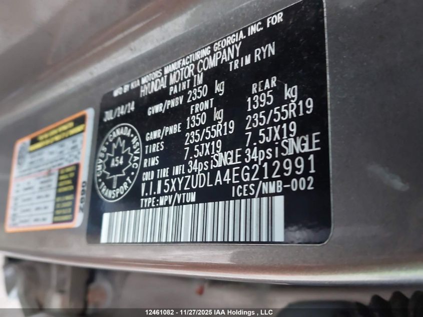 2014 Hyundai Santa Fe Sport VIN: 5XYZUDLA4EG212991 Lot: 12461082
