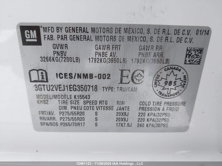 3GTU2VEJ1EG350718 2014 GMC SIERRA photo no. 9