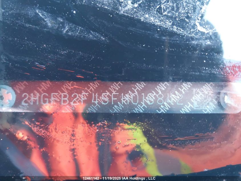 2015 Honda Civic Lx VIN: 2HGFB2F45FH016842 Lot: 12461142