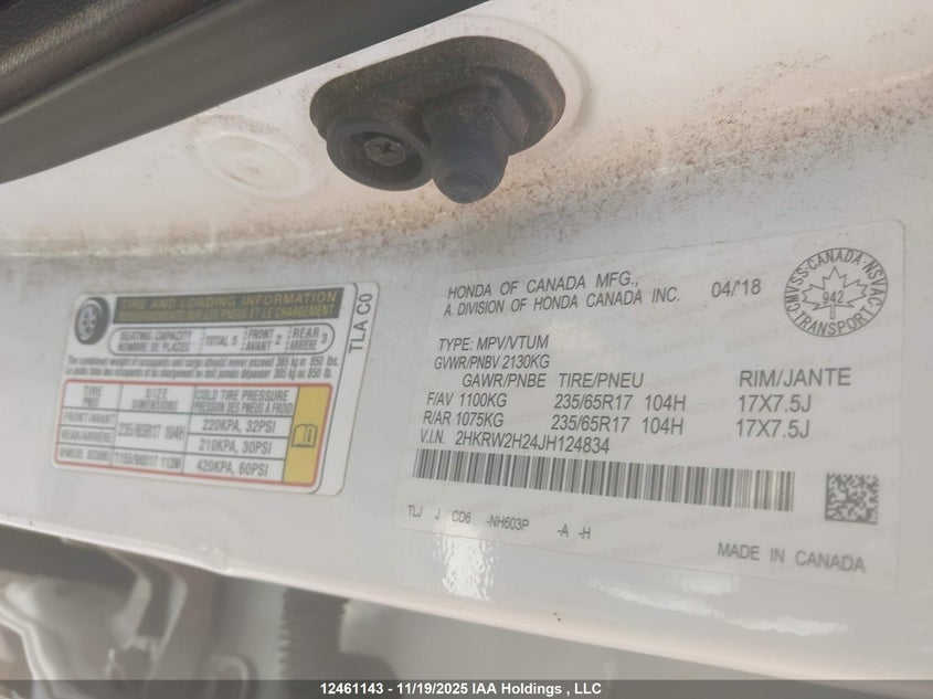 2HKRW2H24JH124834 2018 HONDA CR-V photo no. 18