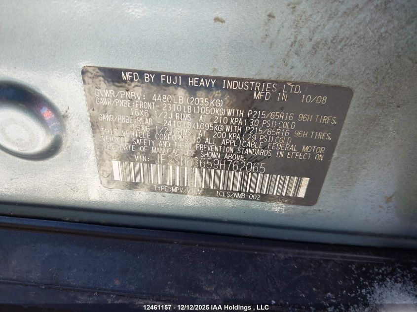 2009 Subaru Forester VIN: JF2SH63659H762065 Lot: 12461157