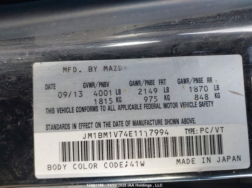 2014 Mazda Mazda3 Gs-Sky VIN: JM1BM1V74E1117994 Lot: 12461196