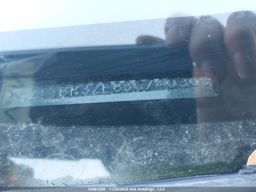 2003 Toyota Corolla Ce/Le/Sport VIN: 2T1BR32E83C740303 Lot: 12461208