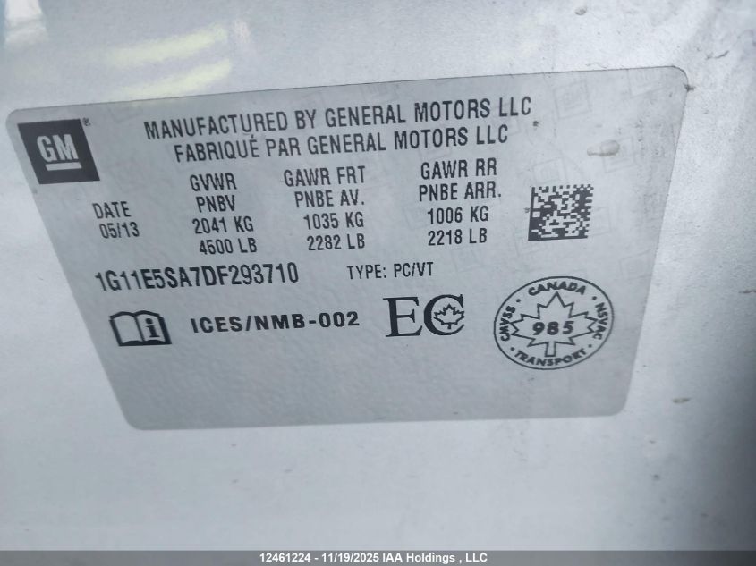 2013 Chevrolet Malibu 2Lt VIN: 1G11E5SA7DF293710 Lot: 12461224