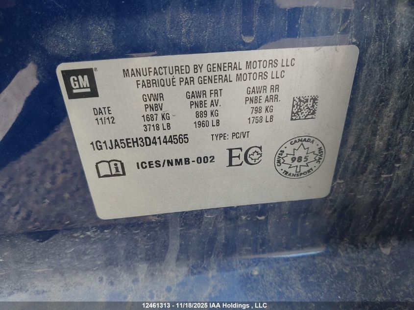 2013 Chevrolet Sonic Ls VIN: 1G1JA5EH3D4144565 Lot: 12461313