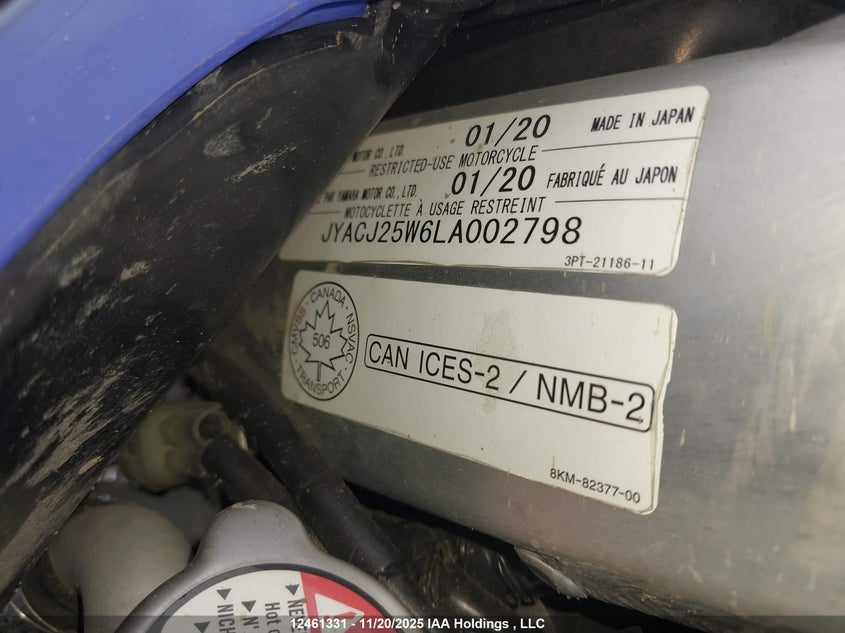 JYACJ25W6LA002798 2020 YAMAHA WR photo no. 10