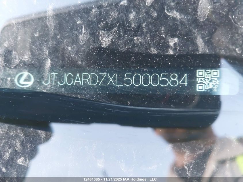 2020 Lexus Nx 300 VIN: JTJGARDZXL5000584 Lot: 12461385