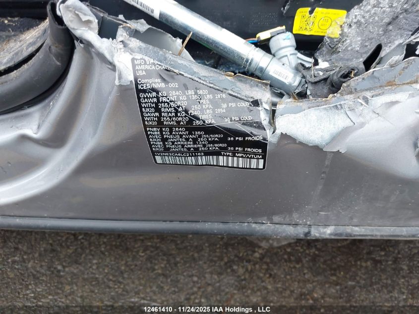 2020 Volkswagen Atlas Cross Sport Sel Premium VIN: 1V2NE2CA6LC211163 Lot: 12461410