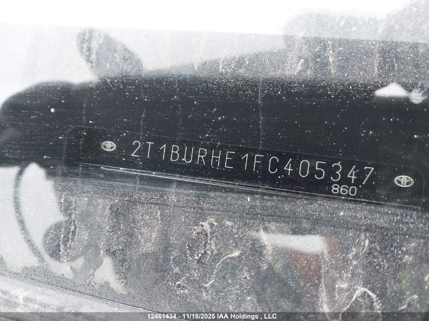 2015 Toyota Corolla L/Le/Le Pls/Prm/S/S Pls VIN: 2T1BURHE1FC405347 Lot: 12461434