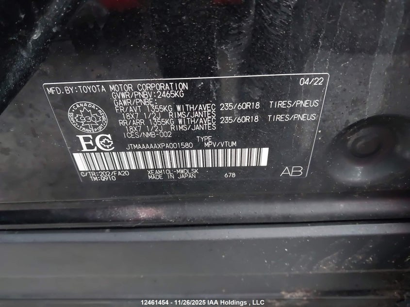 2023 Toyota Bz4X Xle/Limited VIN: JTMAAAAAXPA001580 Lot: 12461454